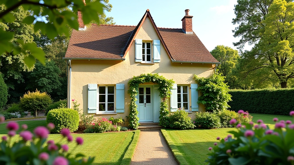 Gîte rural français typique avec jardin paysagé