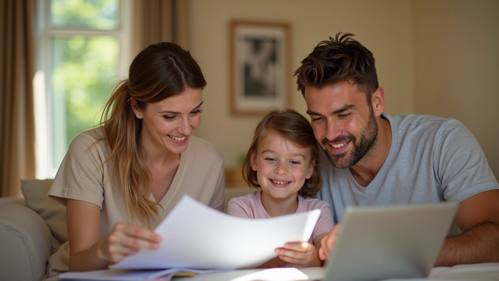 Famille en vacances planifiant leur budget