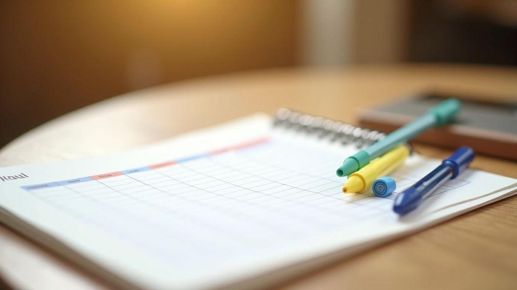 Tableau de planification des repas avec colonnes restaurant et pique-nique