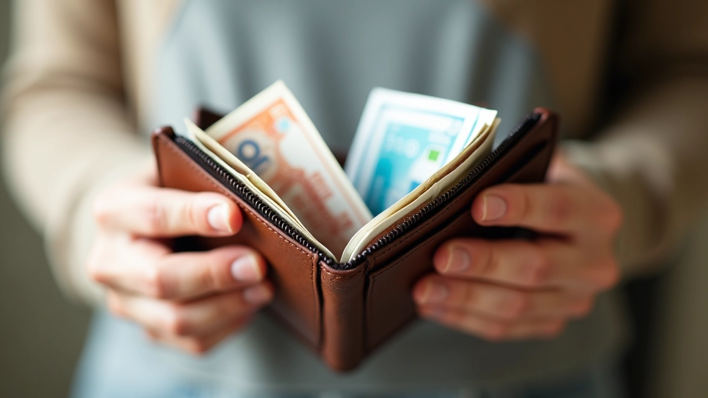 Portefeuille avec billets et chèques-vacances pour budget de voyage